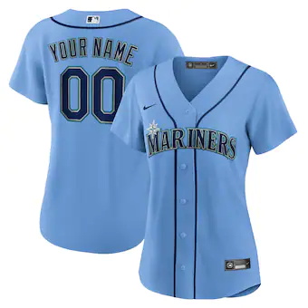 womens nike blue seattle mariners alternate custom replica jersey